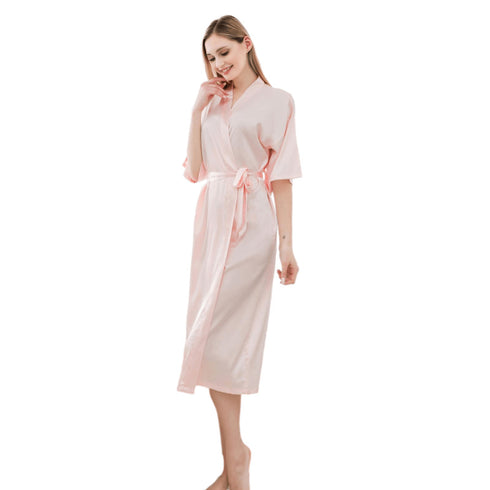 Satin Kimono Robes For Women Bride Long Robe Sleepwear - ROUTINE FASHION